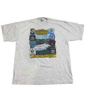 Jerzees Vintage 1998 Wyoming County New‎ York Law Enforcement T-Shirt Gray XL
